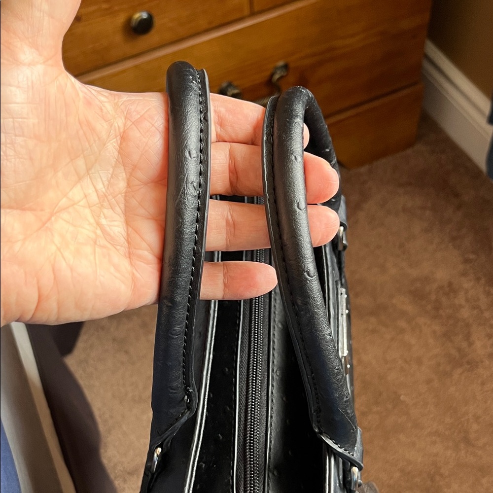 GUESS Black Textured Satchel with Front Zip Pocket - Picture 9 of 14